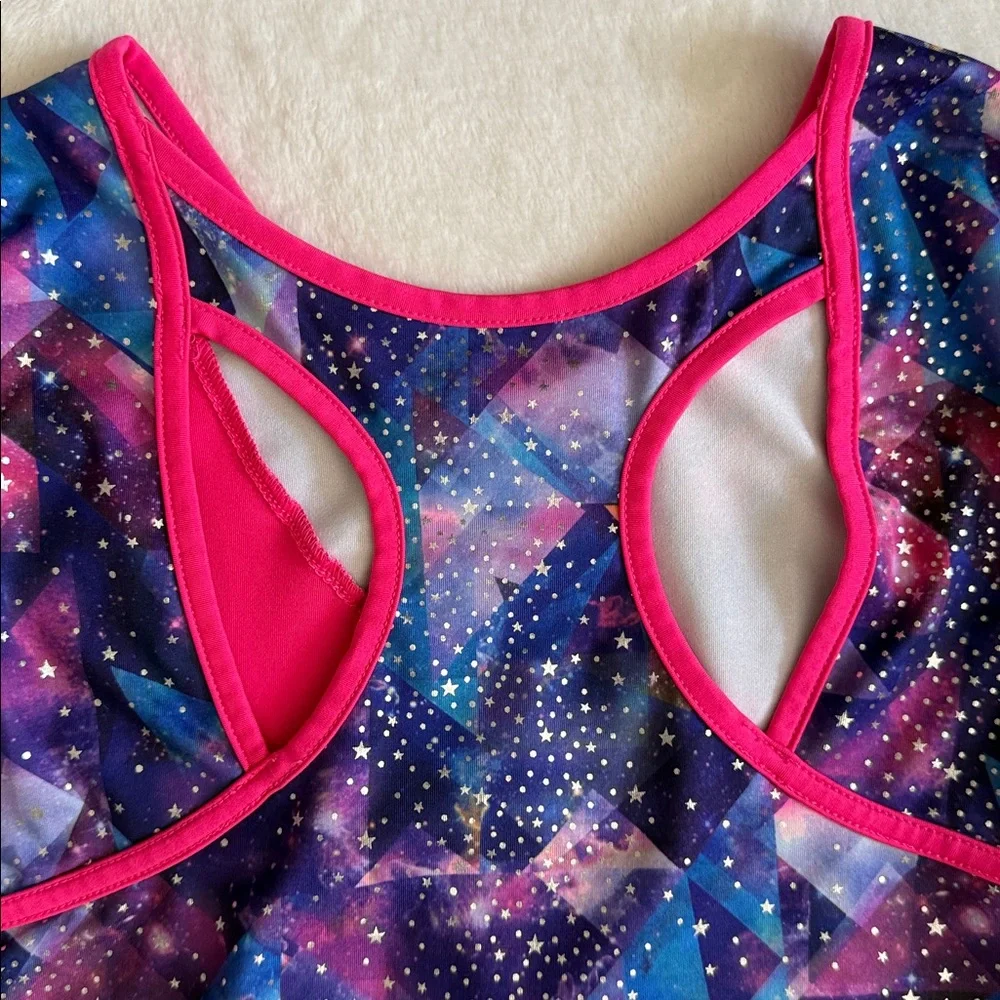 Danskin Now | Geo Galaxy Print Gymnastics Dance Long Sleeve Leotard (L 10/12)